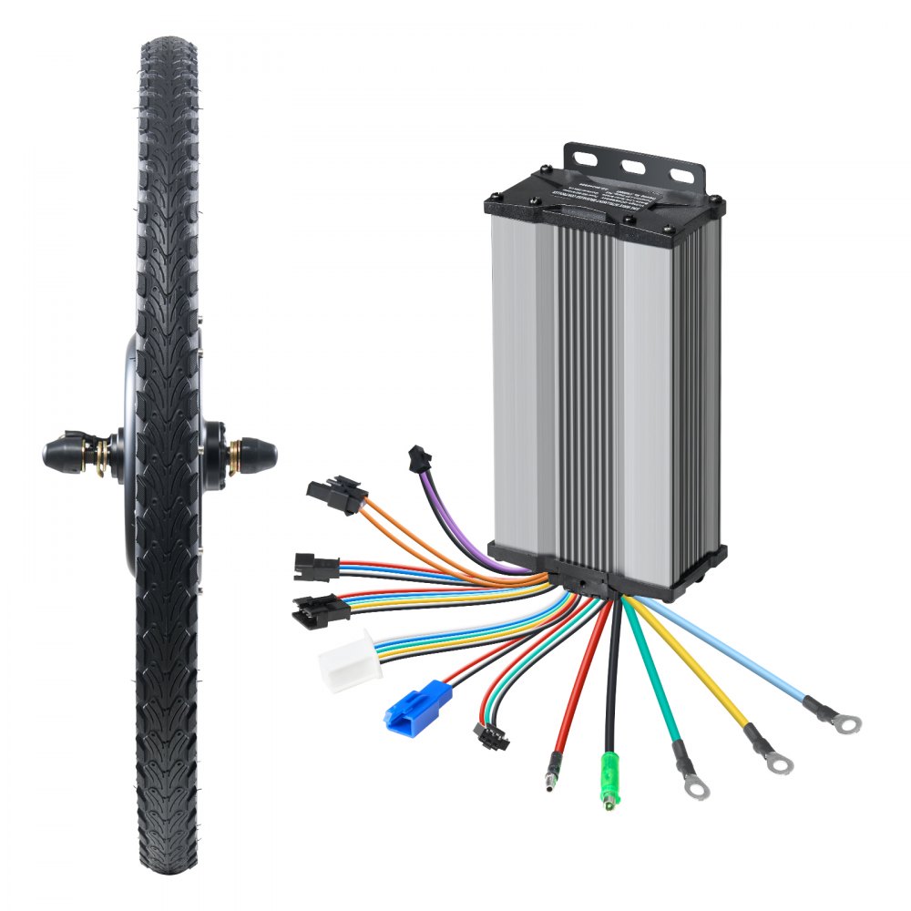 VEVOR Kit de Conversión de Bicicleta Eléctrica 1000 W, Kit de Motor de Cubo de Bicicleta Eléctrica de Rueda Delantera de 48 V con Controlador de Velocidad Mejorado, 420 RPM, 650 x 650 x 190 mm