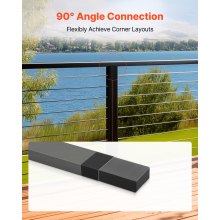 VEVOR Conectores de Barandilla 2 Piezas, Accesorios para Conexión de Pasamanos de Balcón, Conectores de Forma Plana para Barandillas de Cable Rectangulares, para Terrazas, Porches, Negro Mate