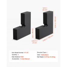 VEVOR Conectores de Esquina de Barandilla 2 Piezas, Accesorios para Conexión de Pasamanos de Balcón, Conectores de Forma L para Barandillas de Cable Rectangulares, para Terrazas, Porches, Negro