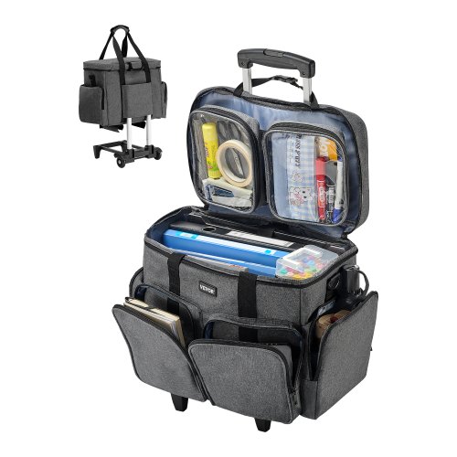 VEVOR Bolso con Ruedas y Asa para Ordenador Portátil de 15,6 Pulgadas (39,6 cm), Gris