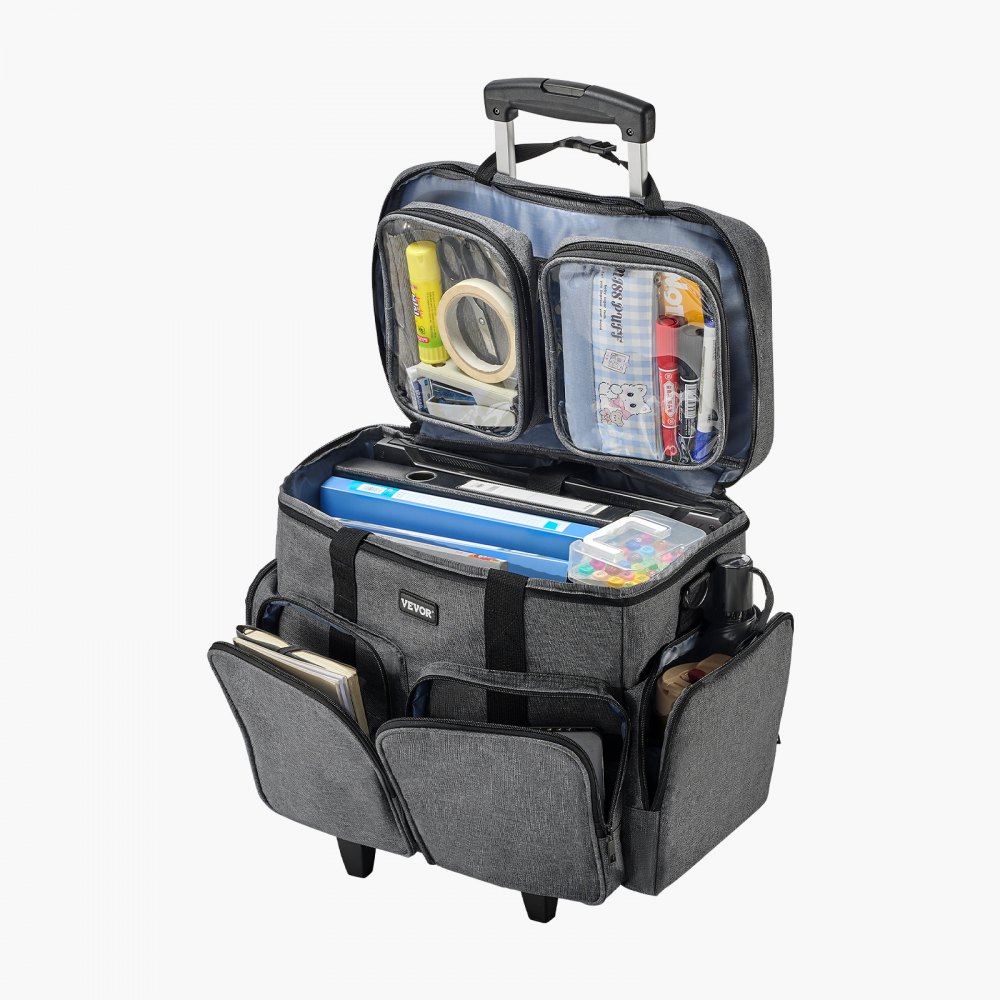 VEVOR Bolso con Ruedas y Asa para Ordenador Portátil de 15,6 Pulgadas (39,6 cm), Gris