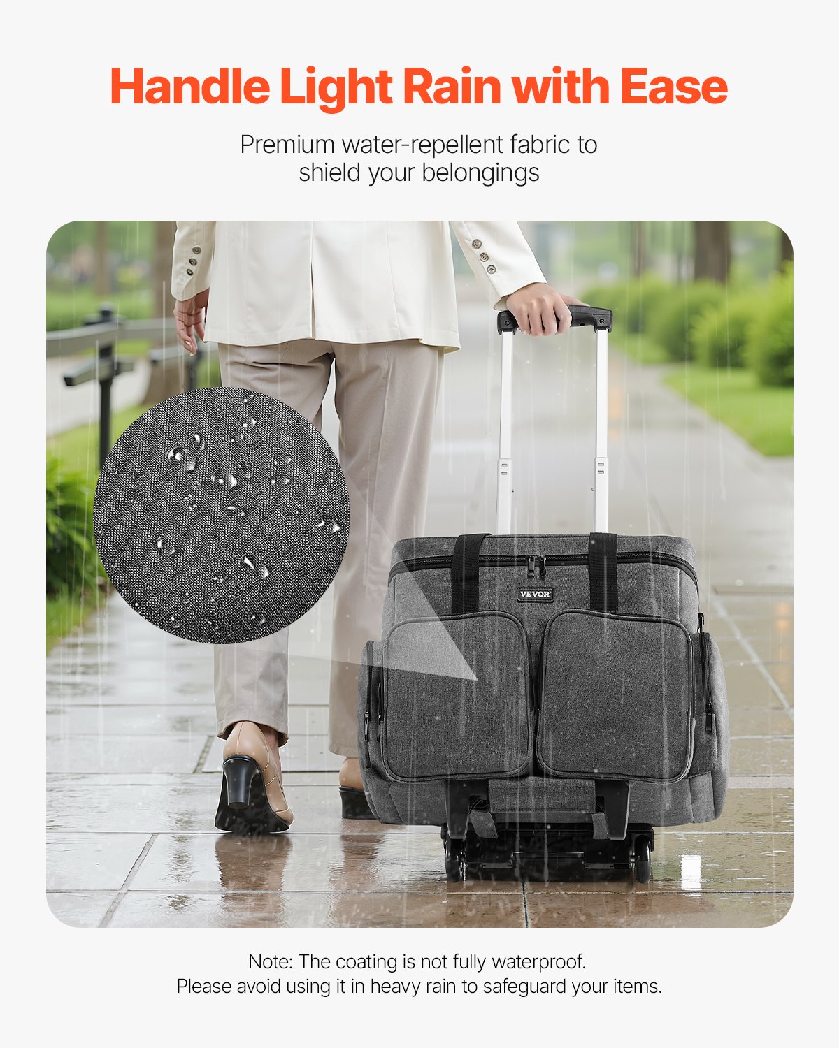 VEVOR Bolso con Ruedas y Asa para Ordenador Portátil de 15,6 Pulgadas (39,6 cm), Gris