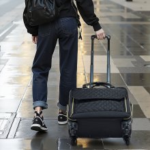VEVOR Bolso con Ruedas para Ordenador Portátil de 17,3 Pulgadas, Negro y Dorado