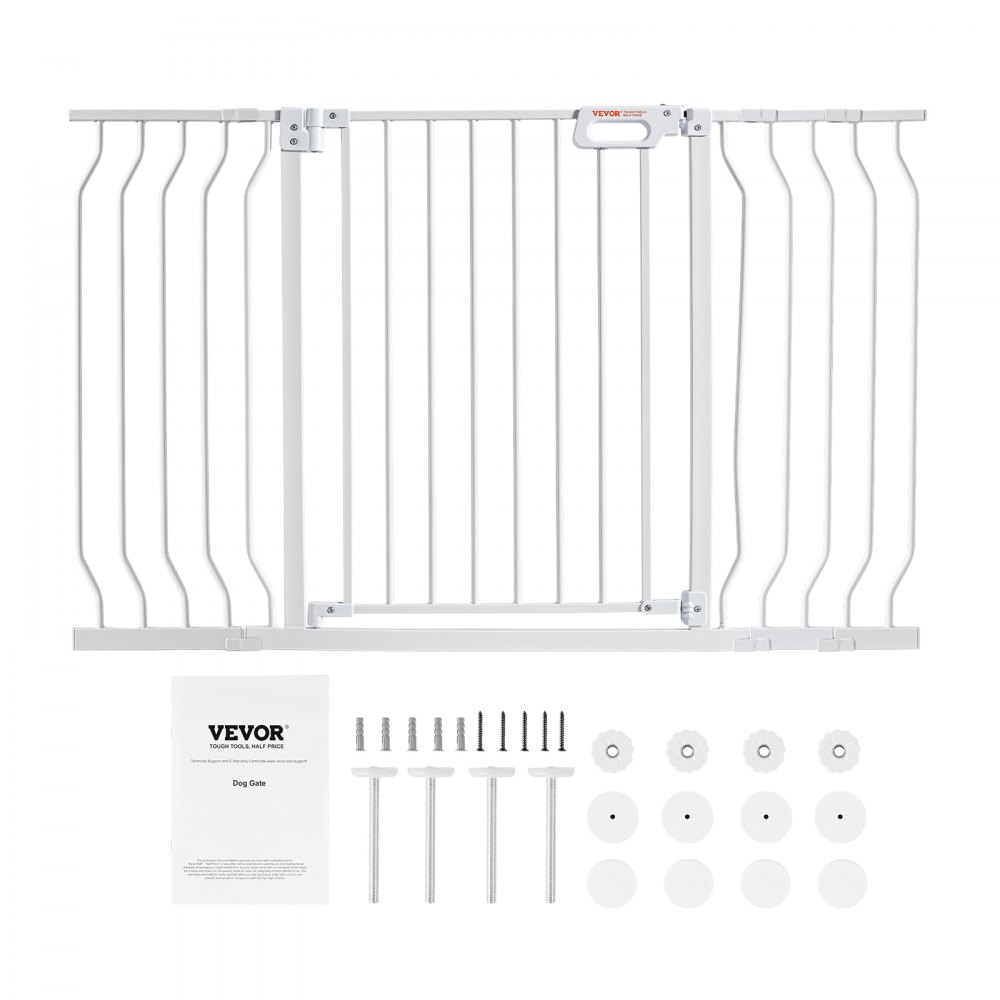 VEVOR Barrera de Seguridad Extensible Ancho de 75-135 cm Altura de 76 cm Cierre Automático Puerta de Escalera sin Taladrar Ancho de Apertura de 533 mm a 180° Valla para Niños y Perros para Interior