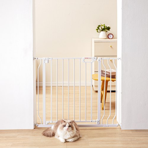 VEVOR Barrera de Seguridad Extensible Ancho de 75-99 cm Altura de 76 cm Cierre Automático Puerta de Escalera sin Taladrar Ancho de Apertura de 533 mm a 180° Valla para Niños y Perros para Interior