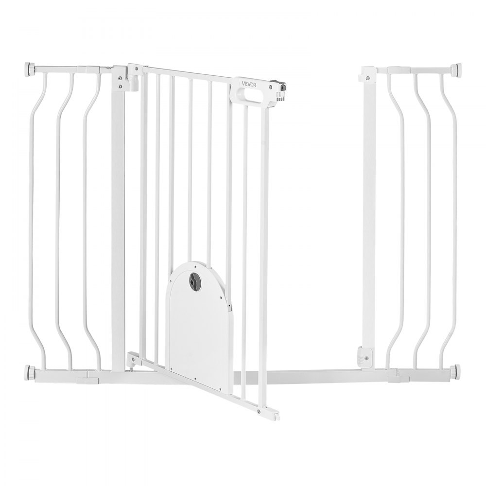 VEVOR Barrera de Seguridad para Niños, Ajustable de 75 a 111 cm, Alto de 76 cm, Valla de Seguridad Infantil con Puerta para Gatos, con Accesorios de Montaje, para Escaleras Puertas Salón, Color Blanco