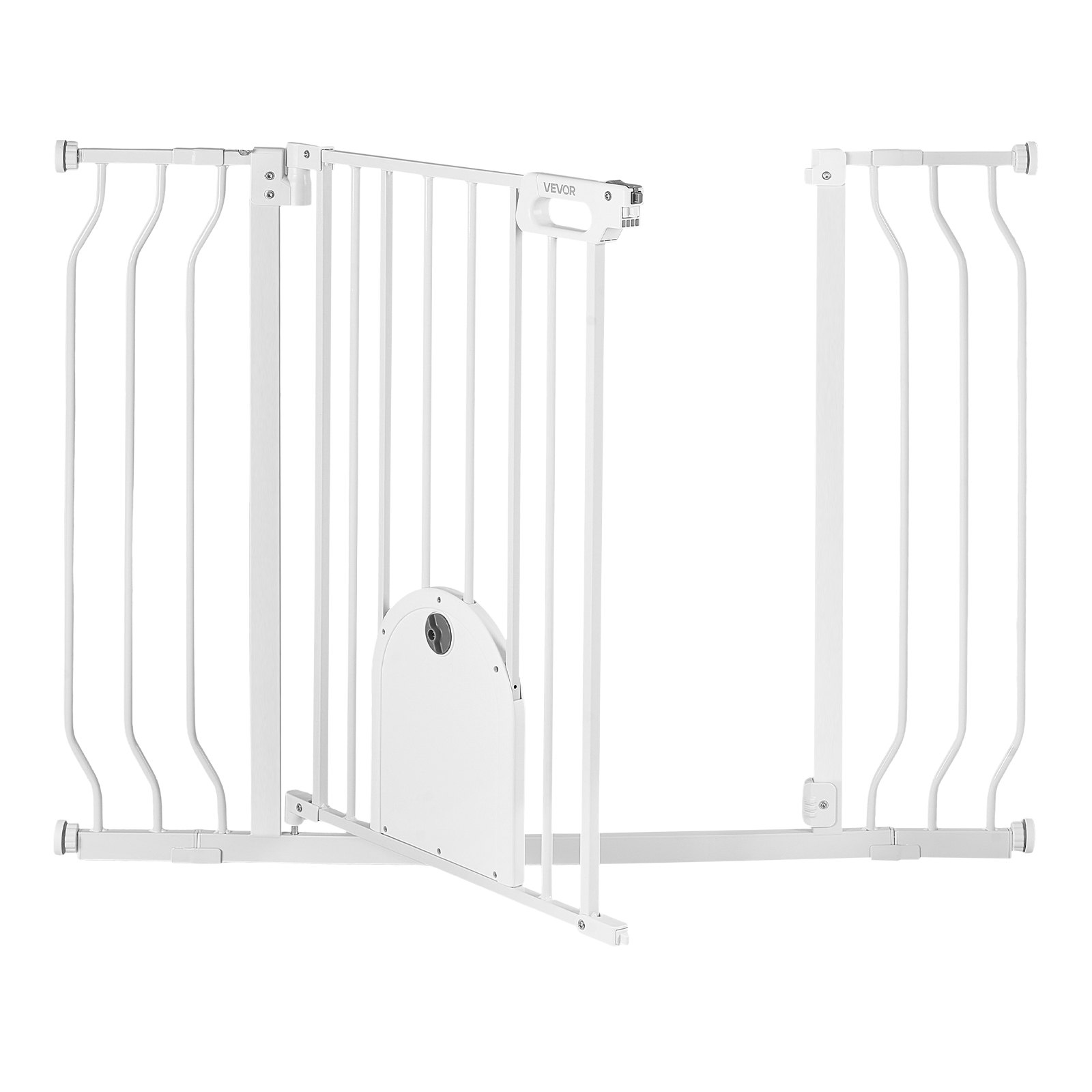 VEVOR Barrera de Seguridad para Niños, Ajustable de 75 a 111 cm, Alto de 76 cm, Valla de Seguridad Infantil con Puerta para Gatos, con Accesorios de Montaje, para Escaleras Puertas Salón, Color Blanco