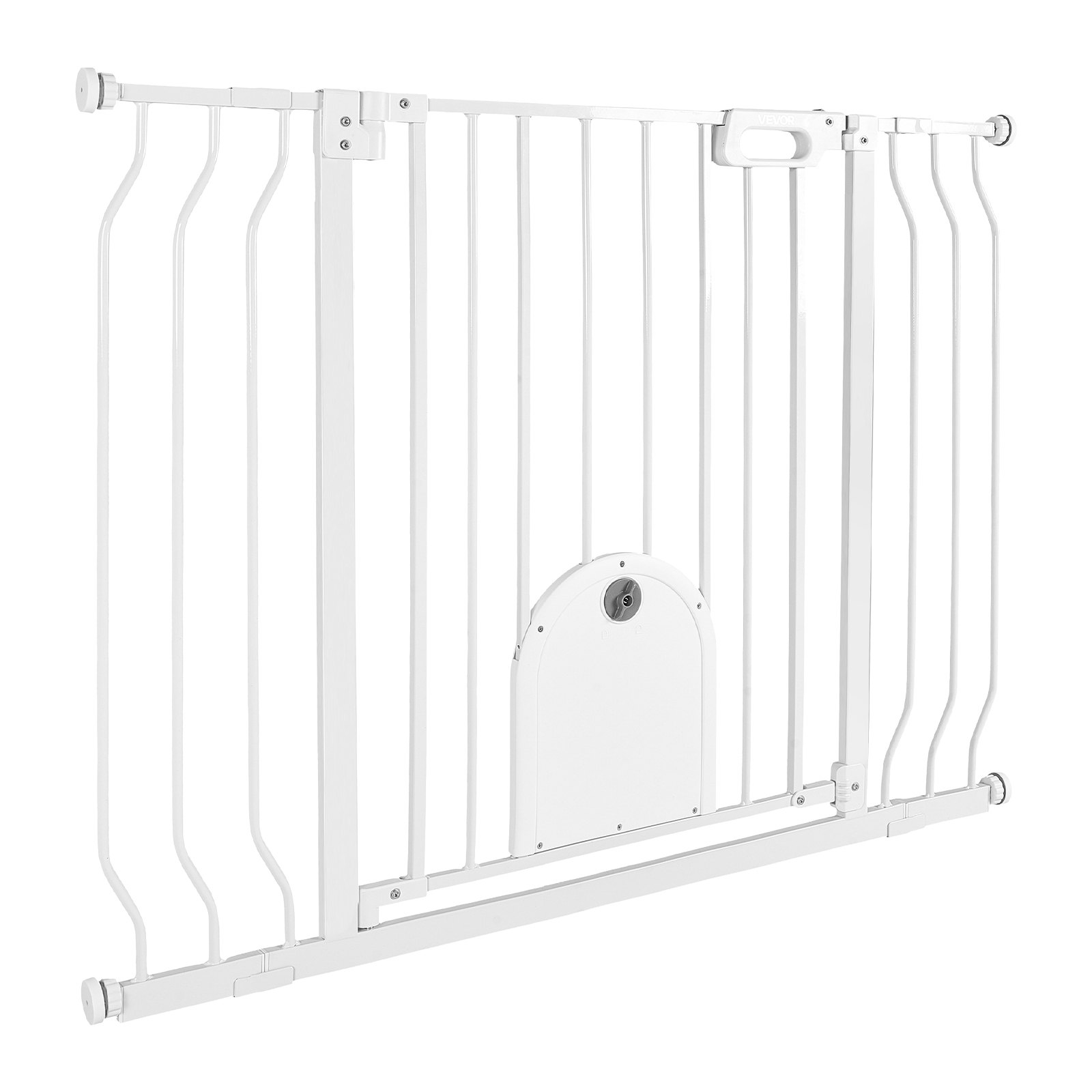VEVOR Barrera de Seguridad para Niños, Ajustable de 75 a 111 cm, Alto de 76 cm, Valla de Seguridad Infantil con Puerta para Gatos, con Accesorios de Montaje, para Escaleras Puertas Salón, Color Blanco