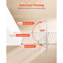 VEVOR Puerta para Bebés y Mascotas, Ancho Ajustable de 154 a 161 cm, Blanco