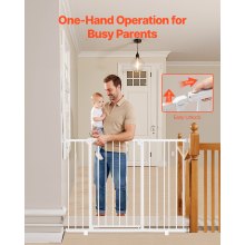 VEVOR Puerta para Bebés y Mascotas, Ancho Ajustable de 65-121,9 cm, Blanco