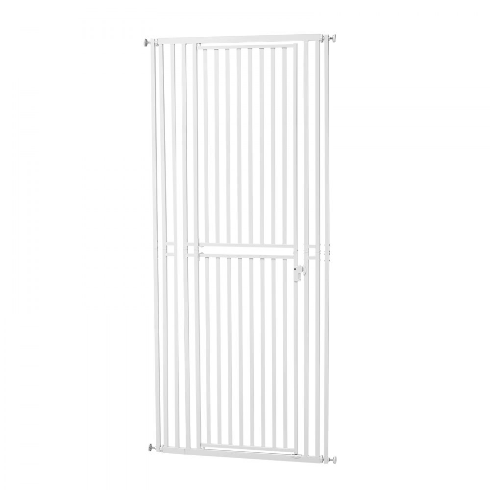 VEVOR Barrera de Seguridad para Gatos y Perros, Ancho Ajustable de 700 - 860 mm, Alto Extra de 200 cm, Valla de Seguridad para Mascotas, Cierre Automático, con Kit de Instalación, para Hogar, Blanco
