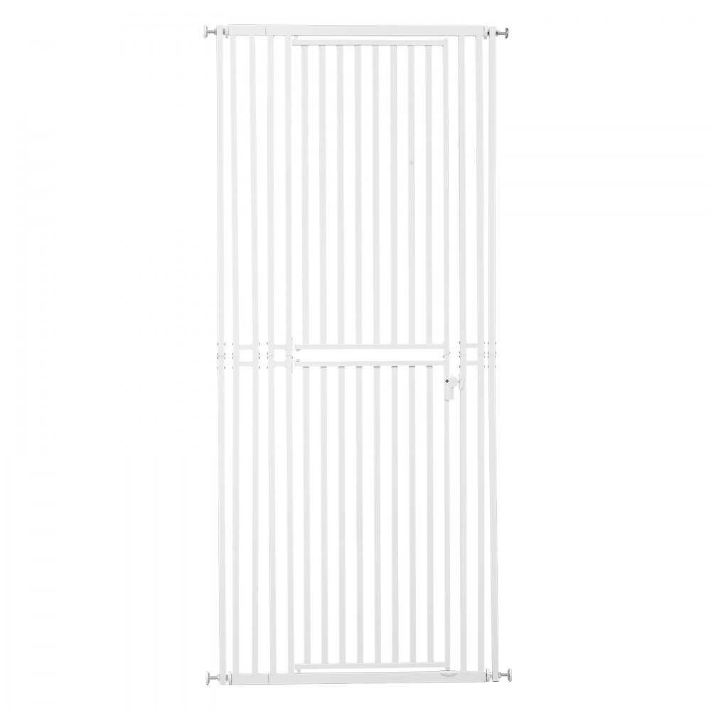 VEVOR Barrera de Seguridad para Gatos y Perros, Ancho Ajustable de 700 - 860 mm, Alto Extra de 200 cm, Valla de Seguridad para Mascotas, Cierre Automático, con Kit de Instalación, para Hogar, Blanco