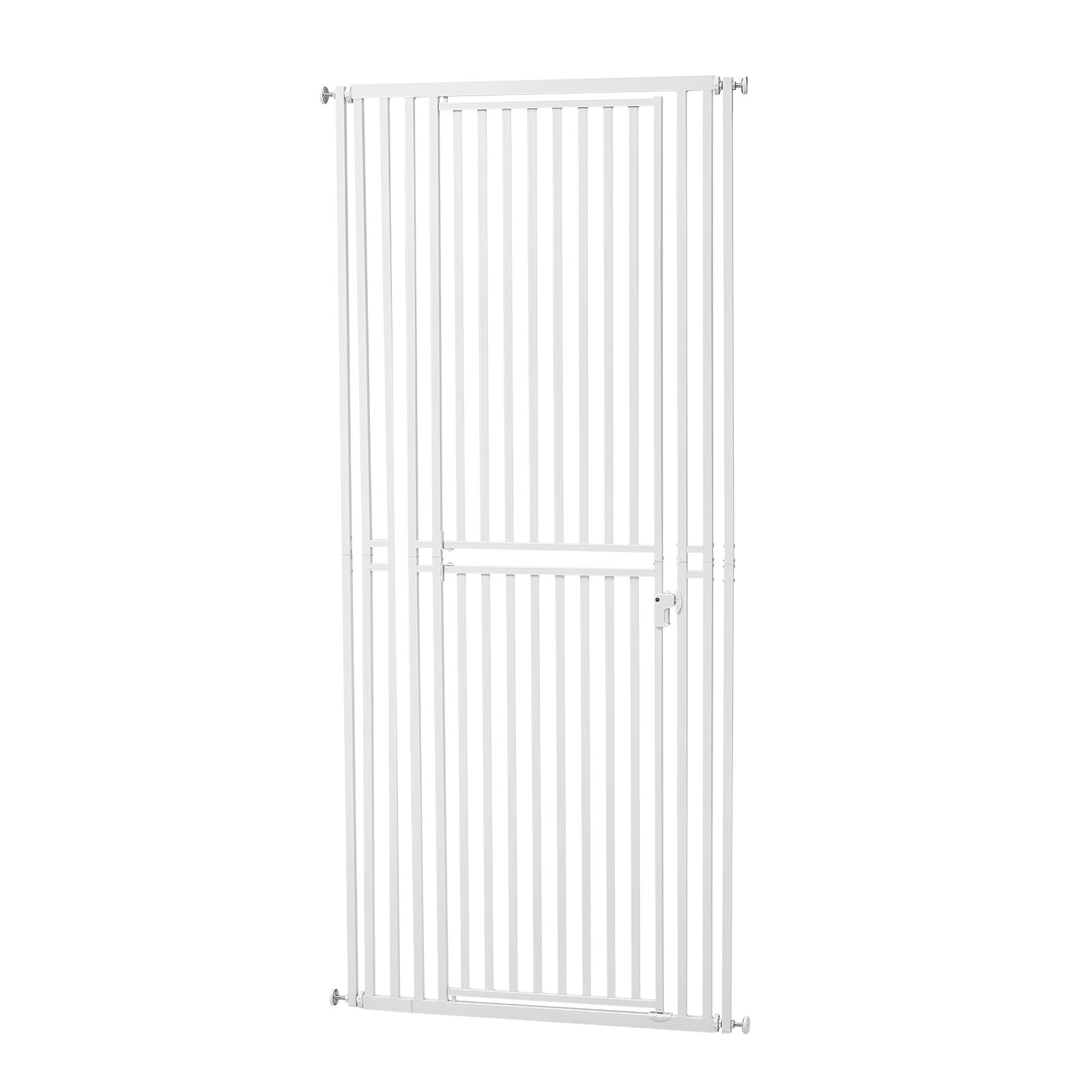 VEVOR Barrera de Seguridad para Gatos y Perros, Ancho Ajustable de 700 - 860 mm, Alto Extra de 200 cm, Valla de Seguridad para Mascotas, Cierre Automático, con Kit de Instalación, para Hogar, Blanco