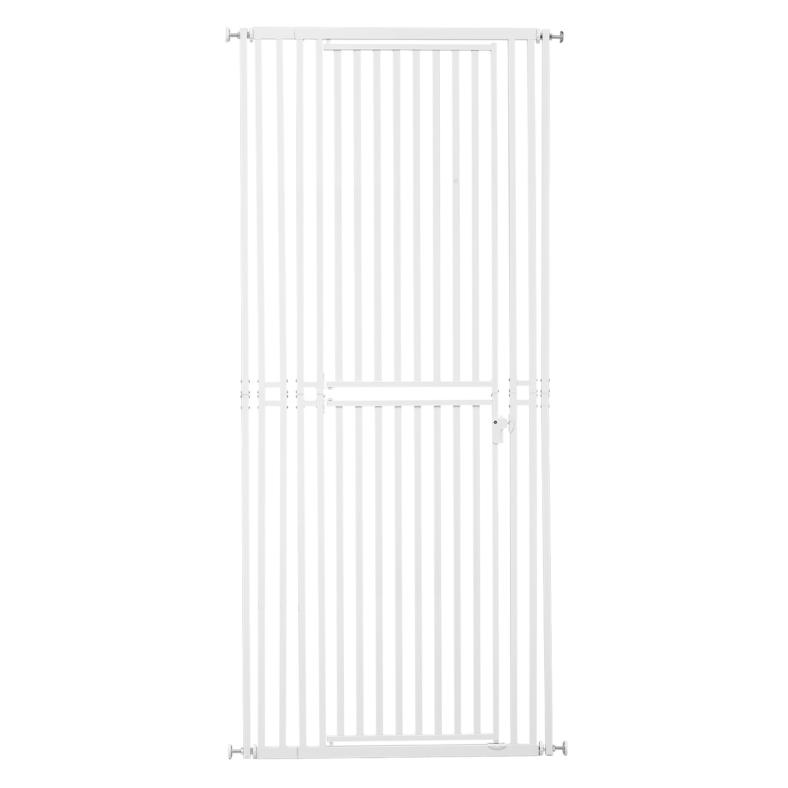 VEVOR Barrera de Seguridad para Gatos y Perros, Ancho Ajustable de 700 - 860 mm, Alto Extra de 200 cm, Valla de Seguridad para Mascotas, Cierre Automático, con Kit de Instalación, para Hogar, Blanco