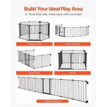 VEVOR Puerta para Bebés Plegable de 8 Paneles, 487,7 cm de Ancho Extra, Negro