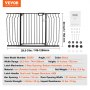 Puerta para bebés VEVOR en color negro, ancho ajustable de 29,5 a 53 pulgadas, altura de 30 pulgadas. Incluye hardware de instalación.