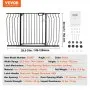 VEVOR Barrera de Seguridad Extensible Ancho de 74,9-129 cm Altura de 76,2 cm Cierre Automático Puerta de Escalera sin Taladrar Ancho de Apertura de 533 mm 180° Valla para Niños para Interior, Negro
