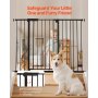 VEVOR Puerta para Bebés, Puerta para Perros de Ancho Ajustable de 65 a 121,9 cm, Kit de Montaje a Presión, Soportes de Pared, Apertura con Una Mano, para Seguridad de Niños y Mascotas, Negro