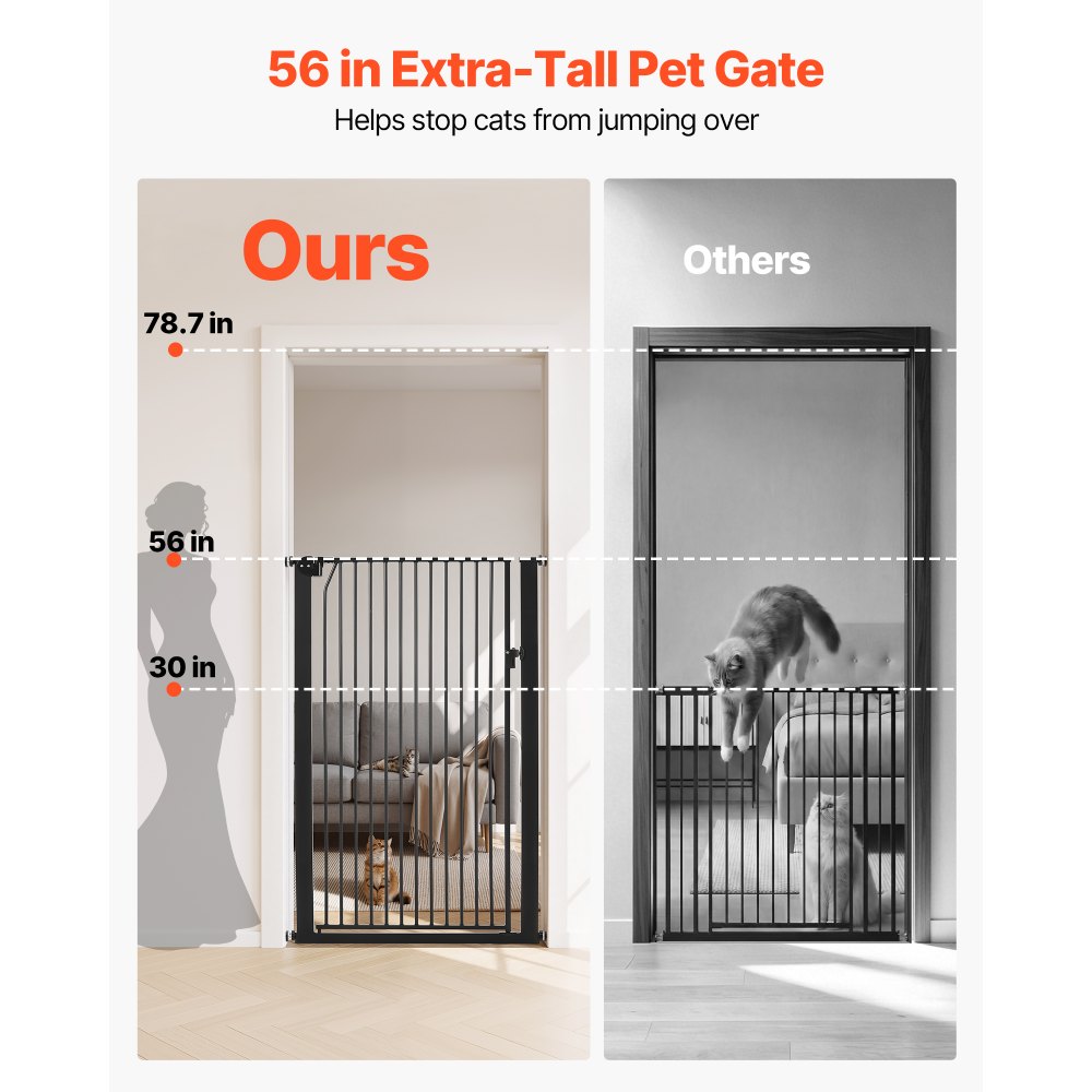 VEVOR Barrera de Seguridad para Niños, Ajustable de 740 - 1050 mm, Alto Extra de 1420 mm, Puerta de Seguridad para Perros y Gatos, con Kit de Montaje a Presión, para Dormitorio Hogar Salón, Negro