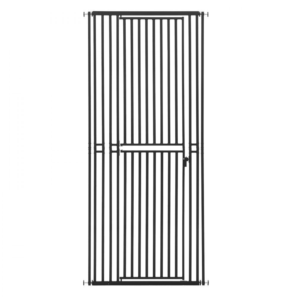 VEVOR Barrera de Seguridad para Mascotas, Extra Alto de 200 cm, Ancho Ajustable de 700-860 mm, Puerta para Gatos, Cierre Automático y Doble Bloqueo, con Kit de Montaje, para Escaleras Hogar, Negro