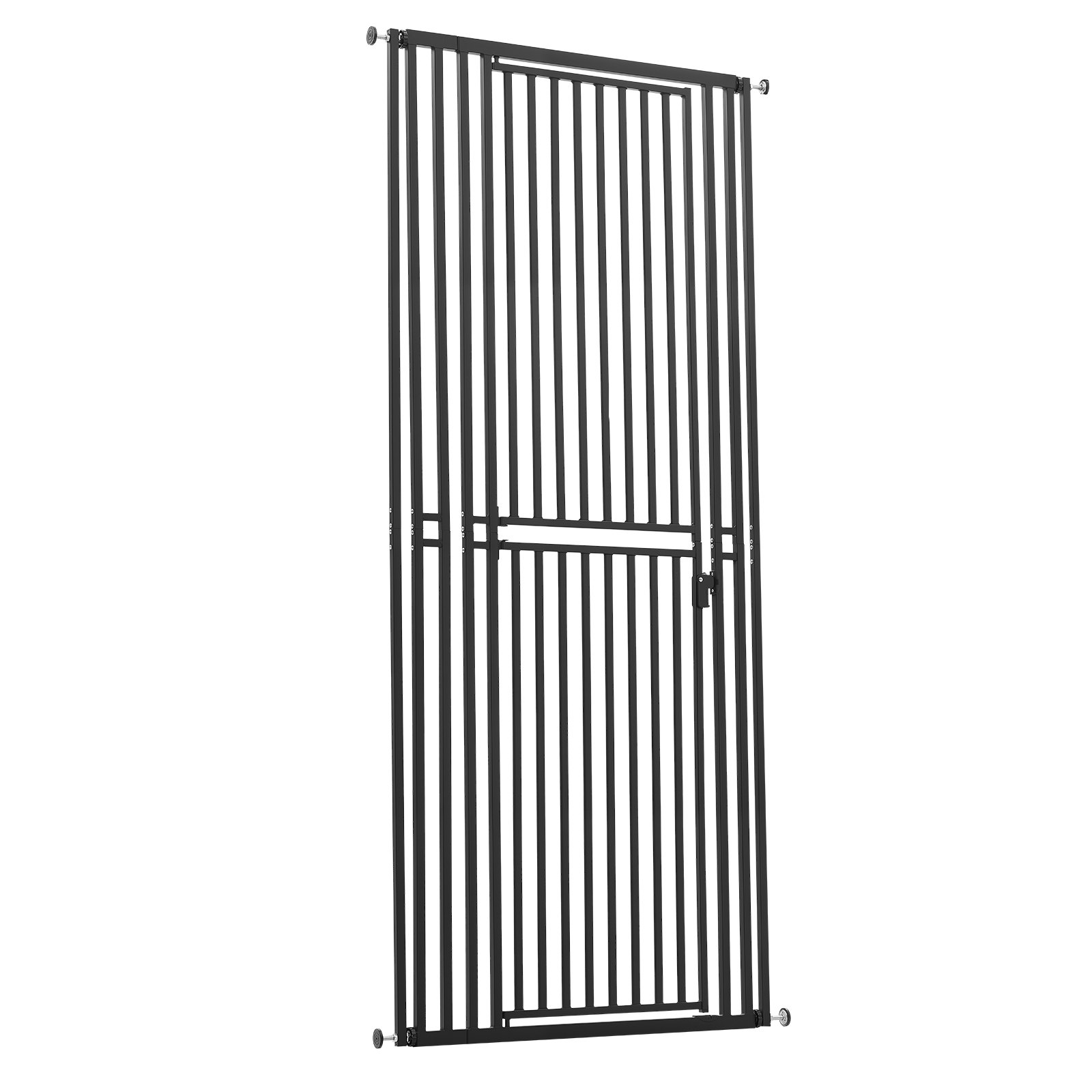 VEVOR Barrera de Seguridad para Mascotas, Extra Alto de 200 cm, Ancho Ajustable de 700-860 mm, Puerta para Gatos, Cierre Automático y Doble Bloqueo, con Kit de Montaje, para Escaleras Hogar, Negro