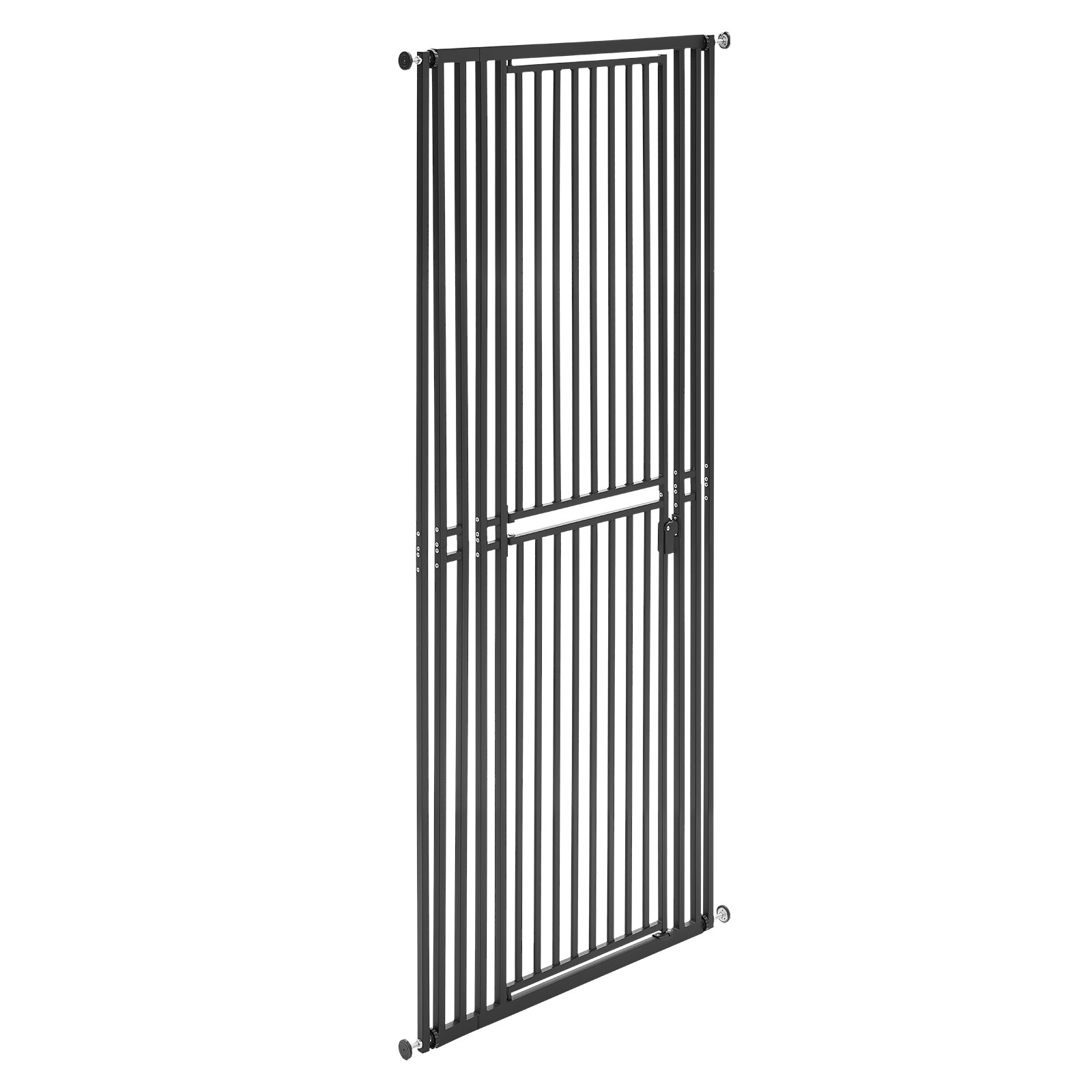 VEVOR Barrera de Seguridad para Mascotas, Extra Alto de 200 cm, Ancho Ajustable de 700-860 mm, Puerta para Gatos, Cierre Automático y Doble Bloqueo, con Kit de Montaje, para Escaleras Hogar, Negro