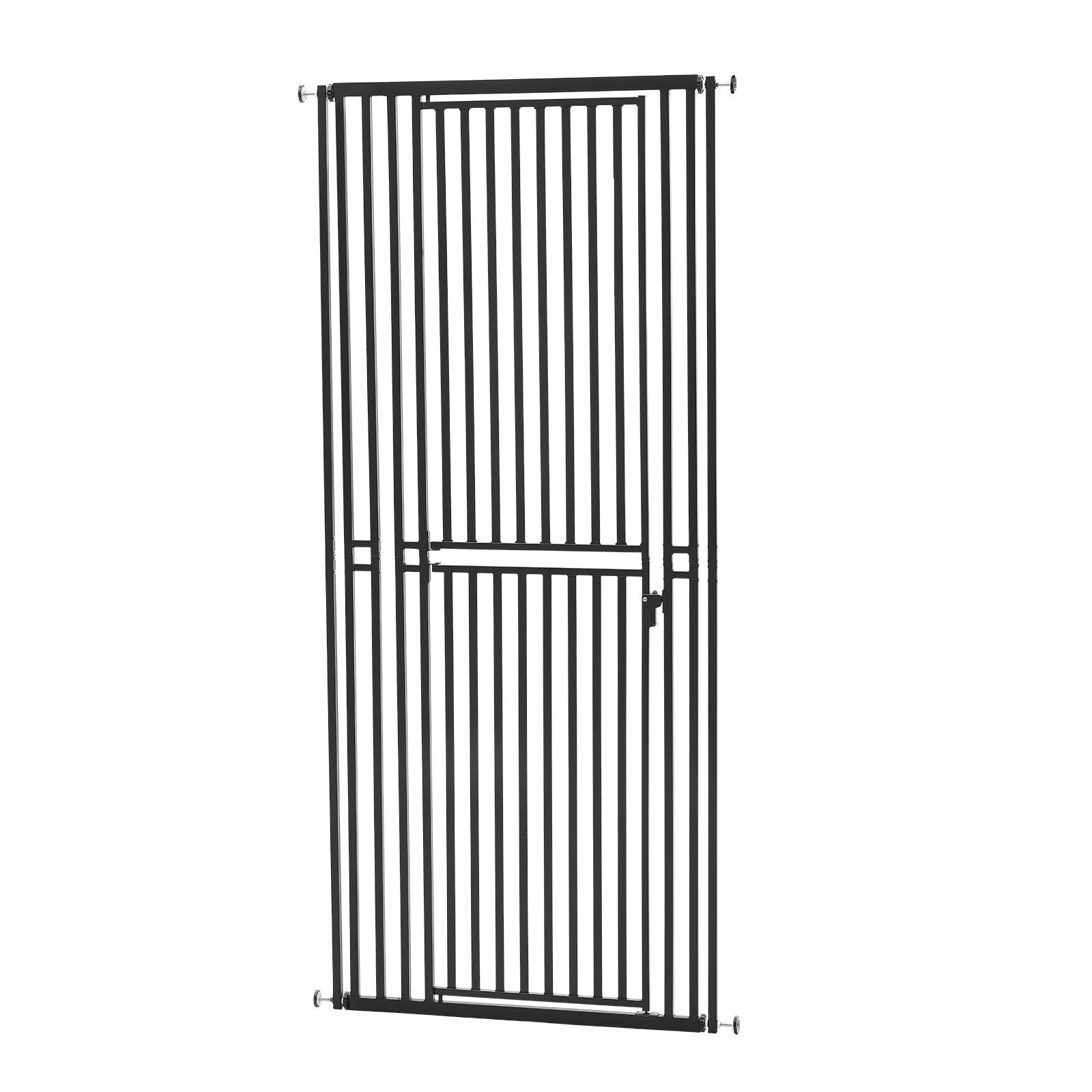 VEVOR Barrera de Seguridad para Mascotas, Extra Alto de 200 cm, Ancho Ajustable de 700-860 mm, Puerta para Gatos, Cierre Automático y Doble Bloqueo, con Kit de Montaje, para Escaleras Hogar, Negro