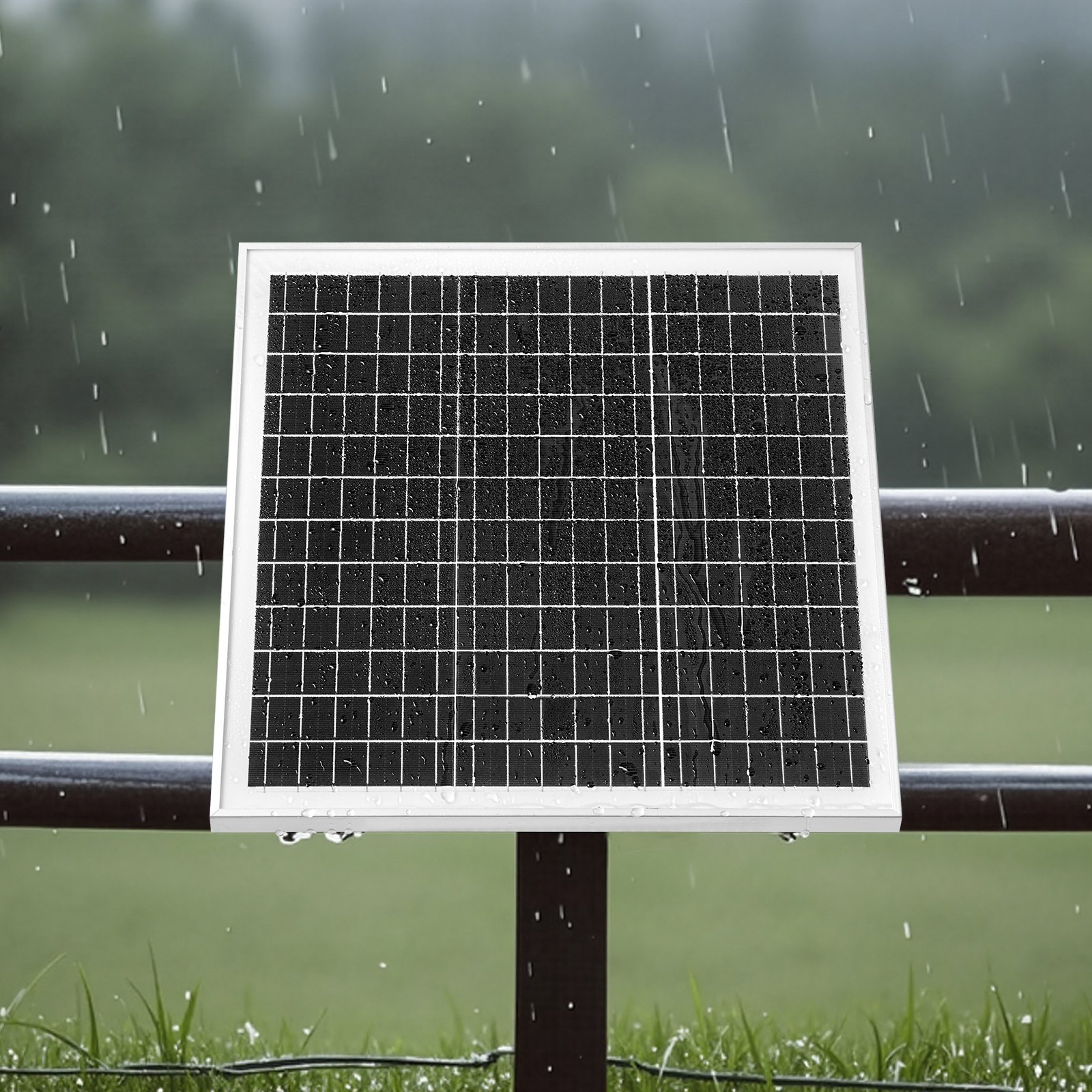 VEVOR 20W 12V Solar Panel Battery Charger, Solar Battery Trickle Charger Maintainer with Built-in Controller & Pole Mount Bracket, IP65 Waterproof for Gate, Fence, Farm, Lawn (Fit 40mm-68mm Poles) 