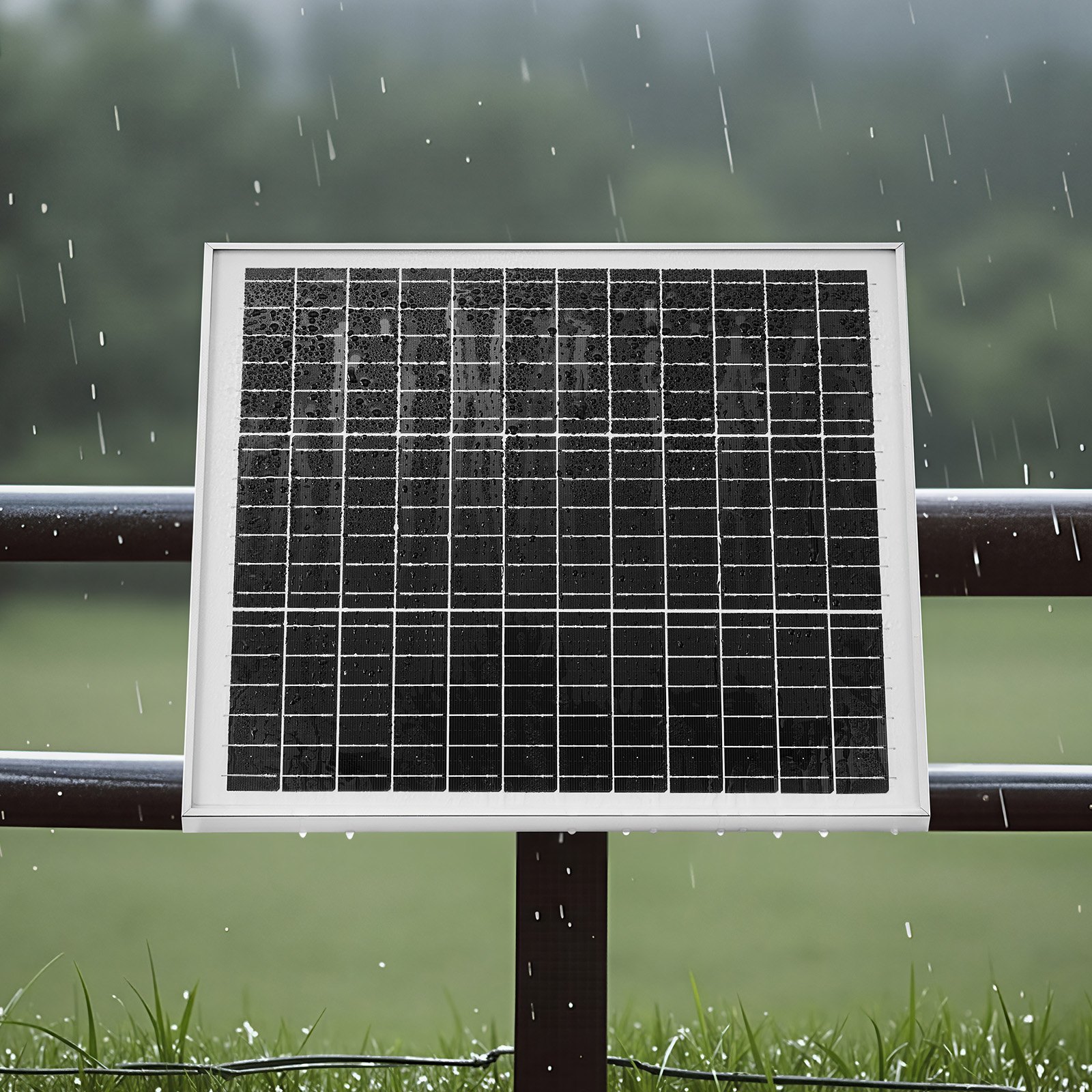VEVOR Cargador Solar de Batería con Panel Solar 20 W 12 V con Controlador Integrado, Clasificación IP67, Soporte de Montaje Ajustable 0-60°, Compatible con Postes 40-80 mm para Vallas Jardines Granjas
