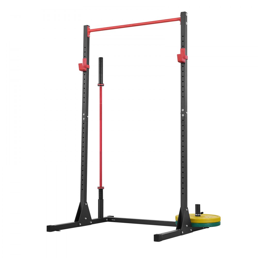 VEVOR Jaula para Sentadillas con Barra, Equipo Multifuncional de Press de Banca con Ganchos en J Ajustables de 28 Niveles, Robusto y Estable, Entrenamiento de Fuerza 360 kg, 1160 x 1280 x 2170 mm