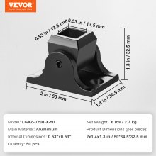 VEVOR Zapata de Barandilla Cuadrada 50 Piezas Base de Soporte de Balaustre Inclinada de Aleación de Aluminio Varillas Forjadas con Orificios para Tornillos de 12,7 mm, Revestimiento en Aerosol Negro