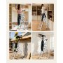 VEVOR Escalera de Aluminio Plegable 6 Peldaños, Escalera de Tijera con Pedal Antideslizante y Empuñadura Cómoda, Capacidad de 150 kg, Taburete Multifuncional para Cocina, Almacén, Hogar, Oficina