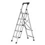VEVOR 5 Step Ladder, Folding Step Stool with Wide Anti-Slip Pedal and Comfort Handgrip, 150 kg Capacity Portable Aluminum Stepladder, Multi-Use for Kitchen, Warehouse, Household and Office, Silver