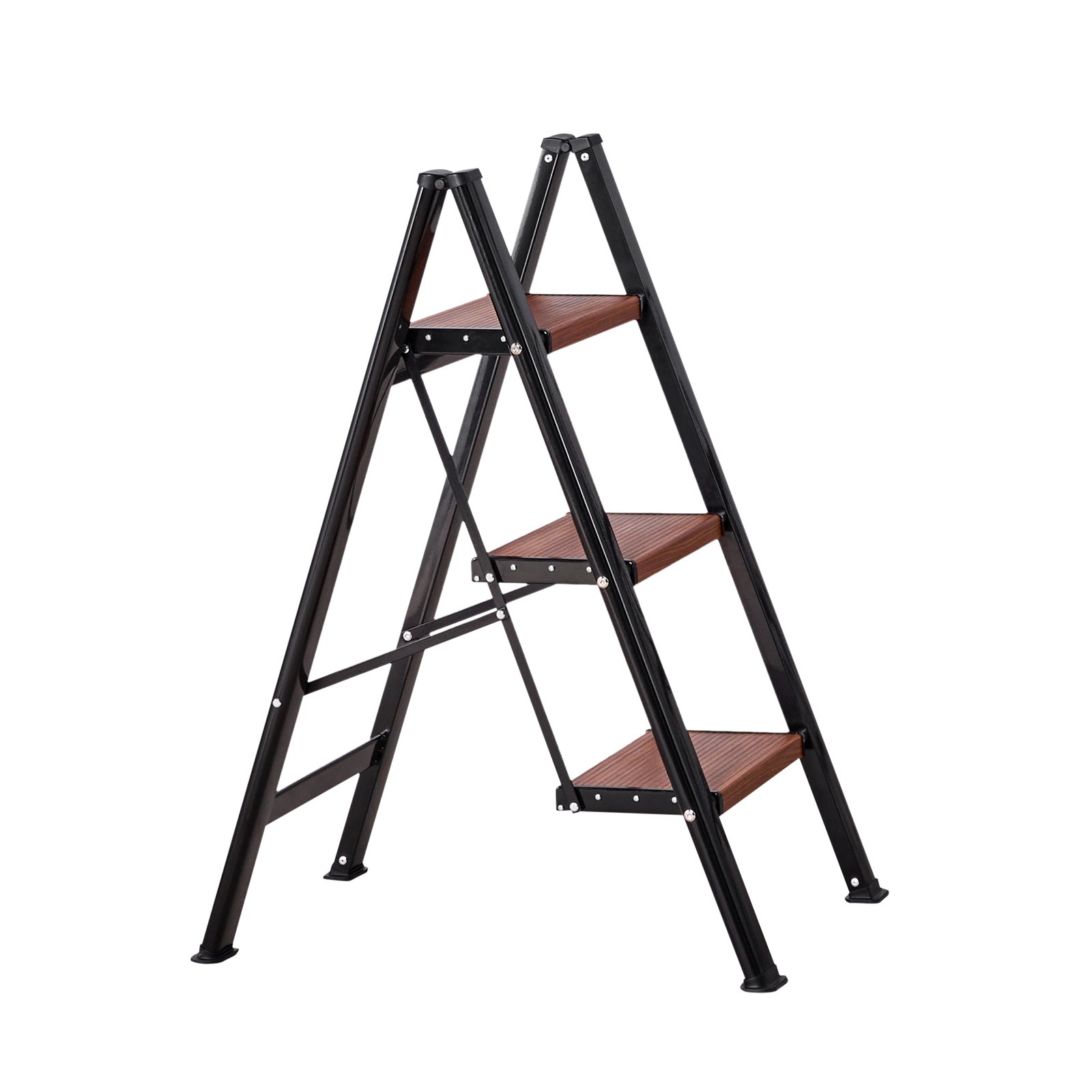 VEVOR Escalera Plegable 3 Peldaños, Escalera de Tijera con Pedal Ancho Antideslizante y Empuñadura Cómoda, Capacidad de 150 kg, Taburete Multifuncional para Cocina, Hogar, Plantas, Reparaciones