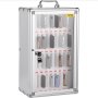Mueble para teléfono móvil VEVOR con 27 ranuras, cerradura y almacenamiento de llaves. Diseño compacto y organizado.