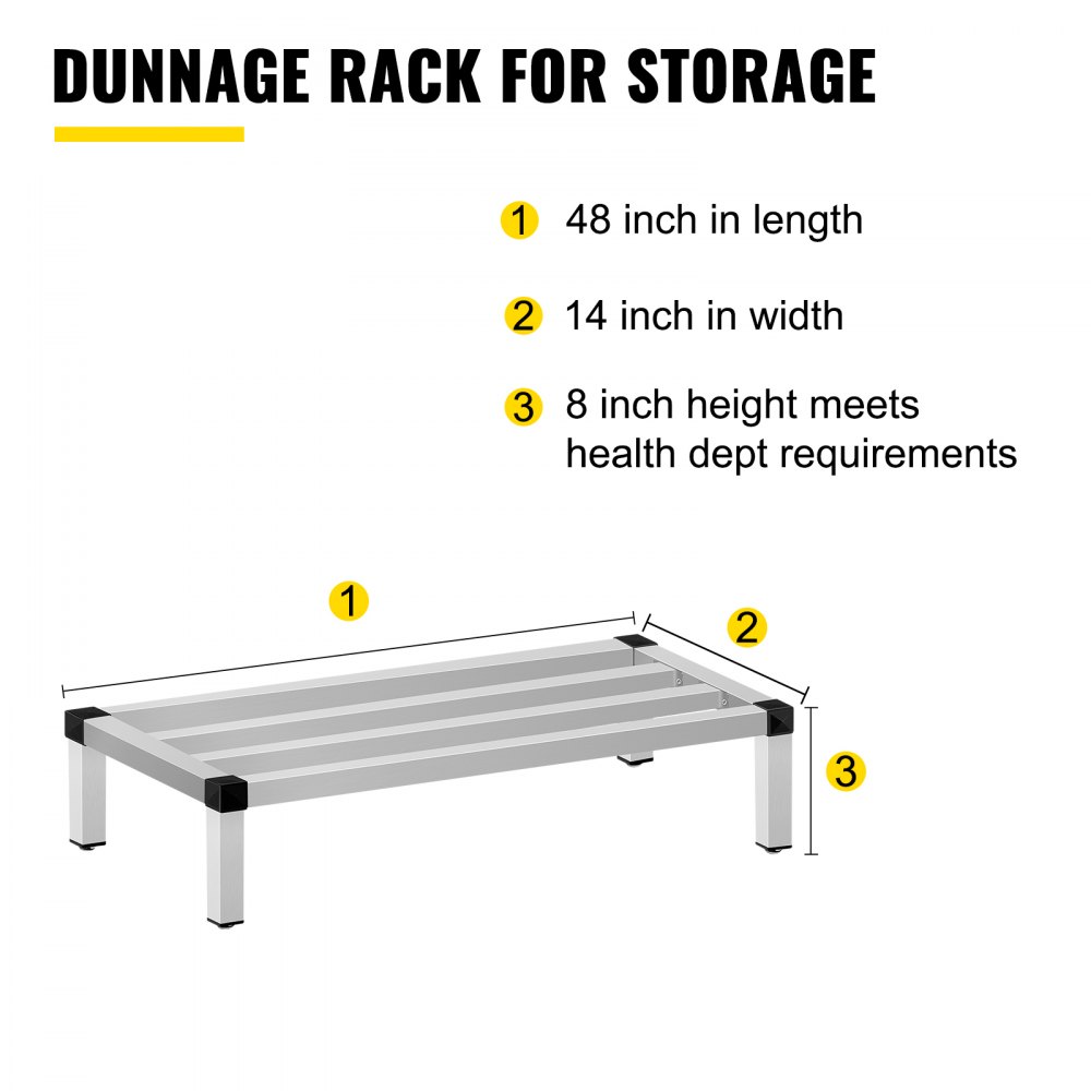 VEVOR 48''x14''x8'' estante de aluminio para almacenamiento, estante comercial para alimentos, 1000 libras