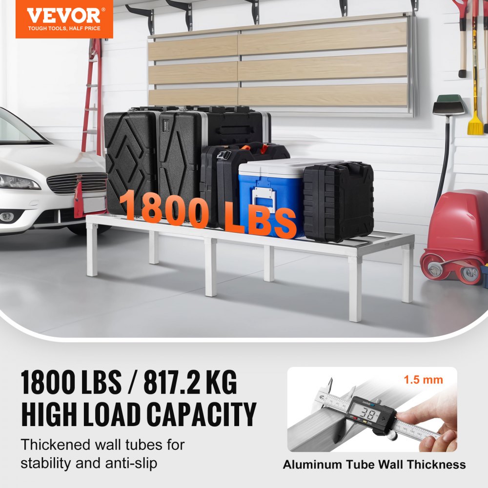 VEVOR Estante de Estiba de Aluminio 152,4x50,8x30,5 cm Estante de Almacenamiento Comercial Carga de 817,2 kg Totalmente Soldada para Almacenamiento de Alimentos en Suelo, en Restaurantes, Garajes