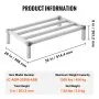 VEVOR Estante de Estiba de Aluminio 91,4x50,8x20,3 cm Estante de Almacenamiento Comercial Carga de 454 kg Fácil Montaje para Almacenamiento de Alimentos en Suelo, en Restaurantes, Cocinas, Garajes