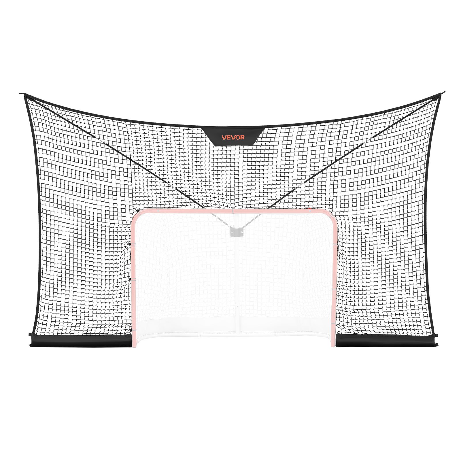 VEVOR Red de Hockey con Cobertura Extendida 366 x 213,4 cm (SOLO LA RED), Duradera, Equipo de Entrenamiento Ligero y Portátil, Varillas de Soporte de Fibra de Vidrio, Para Jóvenes, Adultos, Jardín
