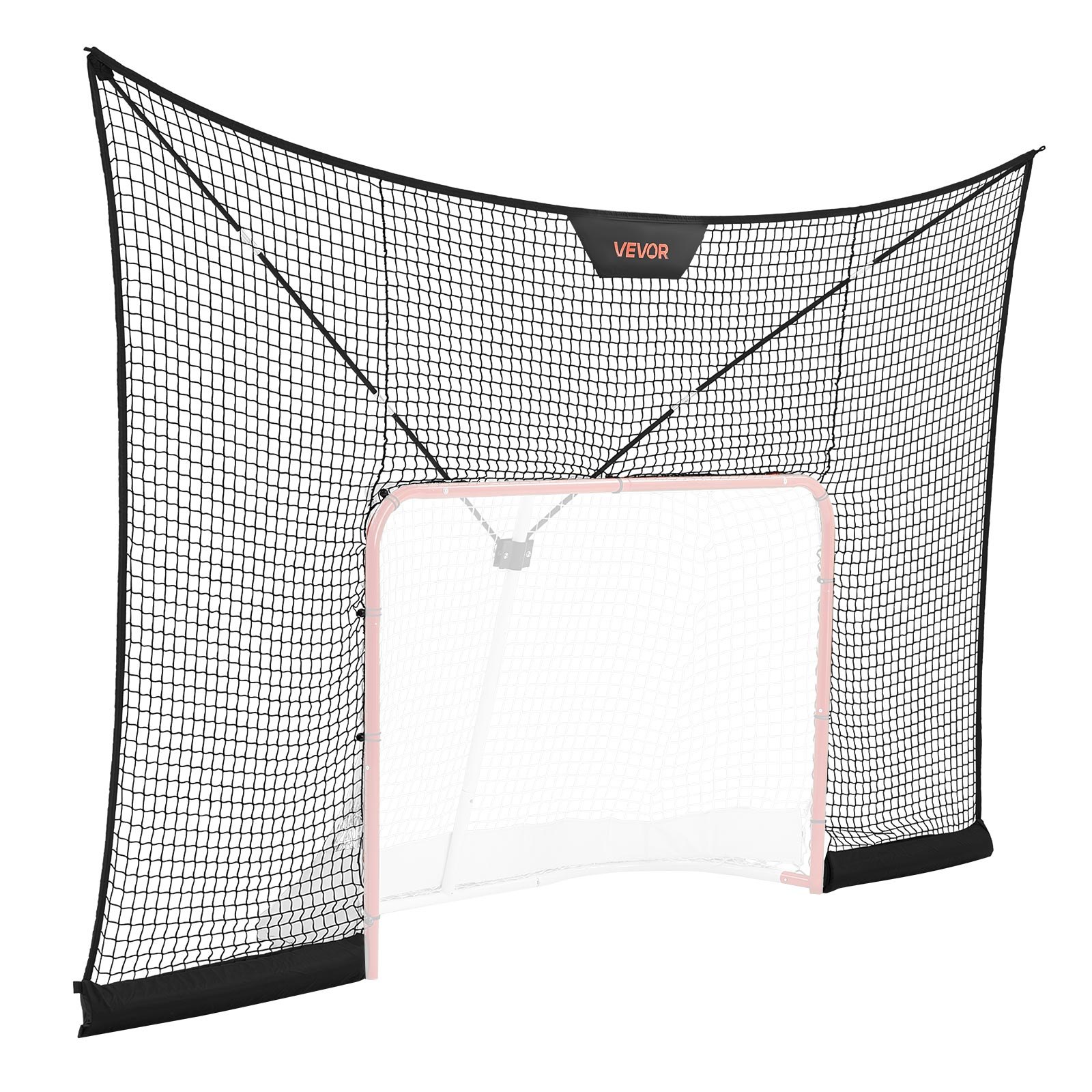 VEVOR Red de Hockey con Cobertura Extendida 366 x 213,4 cm (SOLO LA RED), Duradera, Equipo de Entrenamiento Ligero y Portátil, Varillas de Soporte de Fibra de Vidrio, Para Jóvenes, Adultos, Jardín