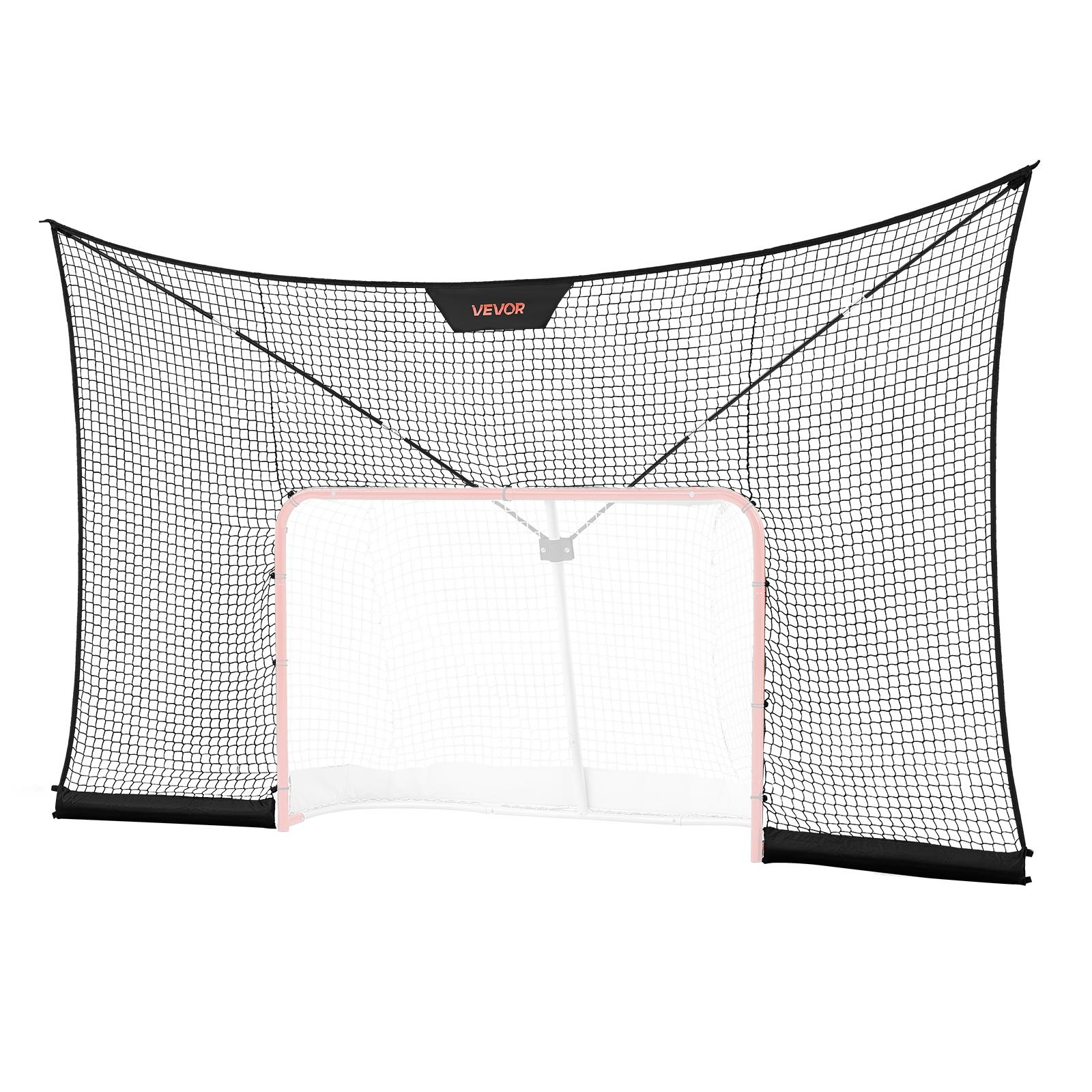 VEVOR Red de Hockey con Cobertura Extendida 366 x 213,4 cm (SOLO LA RED), Duradera, Equipo de Entrenamiento Ligero y Portátil, Varillas de Soporte de Fibra de Vidrio, Para Jóvenes, Adultos, Jardín