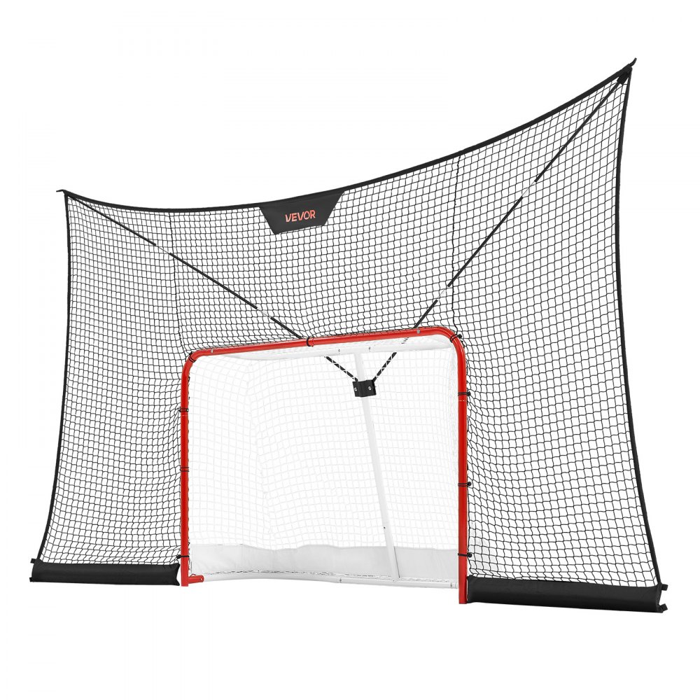 VEVOR Juego de Portería de Hockey con Red de Protección y Cobertura Extendida, 366 x 213,4 x 67 cm, Ligero y Portátil, Juego Completo de Accesorios de Entrenamiento, Para Jóvenes, Adultos, Jardín