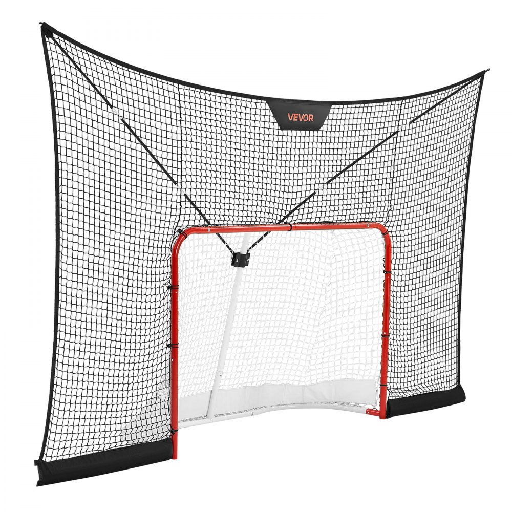 VEVOR Juego de Portería de Hockey con Red de Protección y Cobertura Extendida, 366 x 213,4 x 67 cm, Ligero y Portátil, Juego Completo de Accesorios de Entrenamiento, Para Jóvenes, Adultos, Jardín