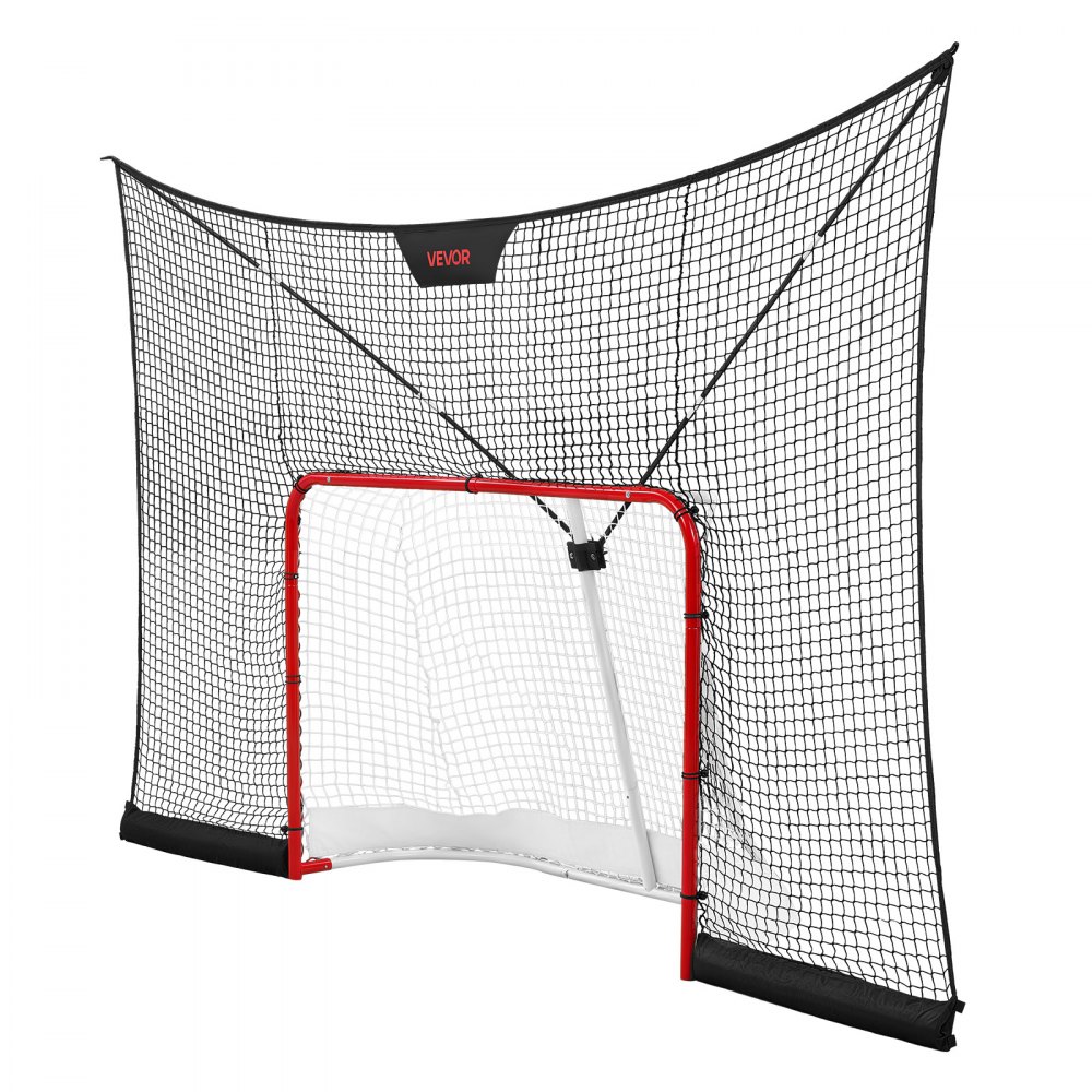 VEVOR Juego de Portería de Hockey con Red de Protección y Cobertura Extendida, 366 x 213,4 x 67 cm, Ligero y Portátil, Juego Completo de Accesorios de Entrenamiento, Para Jóvenes, Adultos, Jardín