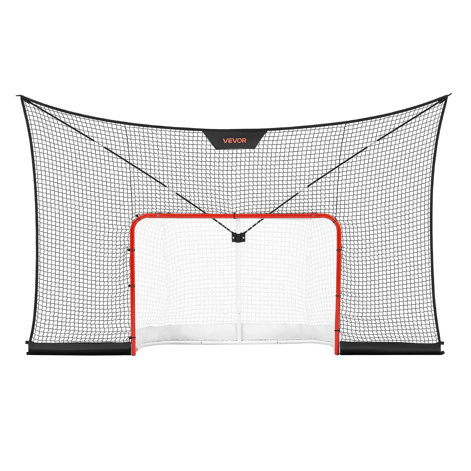 VEVOR Juego de Portería de Hockey con Red de Protección y Cobertura Extendida, 366 x 213,4 x 67 cm, Ligero y Portátil, Juego Completo de Accesorios de Entrenamiento, Para Jóvenes, Adultos, Jardín