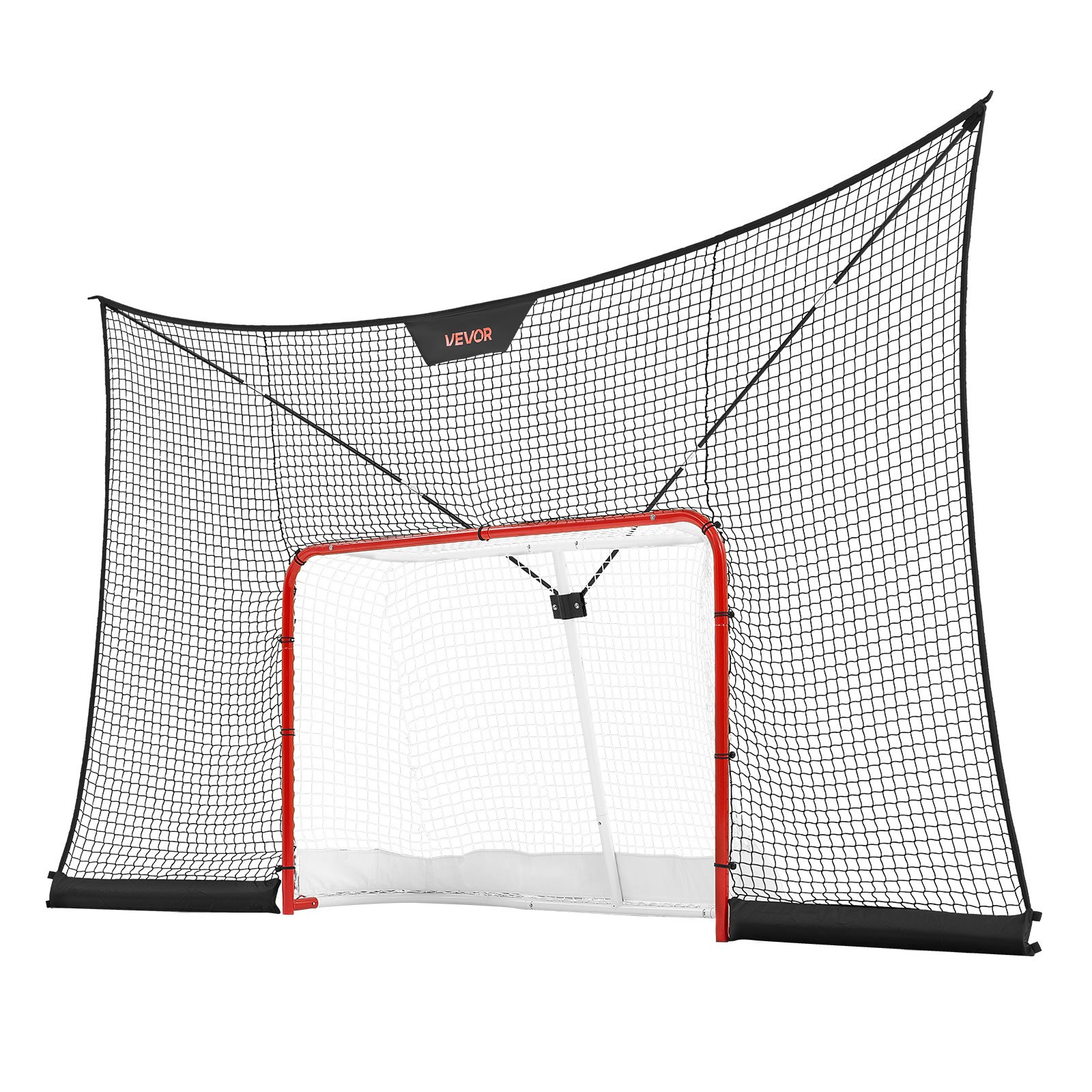 VEVOR Juego de Portería de Hockey con Red de Protección y Cobertura Extendida, 366 x 213,4 x 67 cm, Ligero y Portátil, Juego Completo de Accesorios de Entrenamiento, Para Jóvenes, Adultos, Jardín