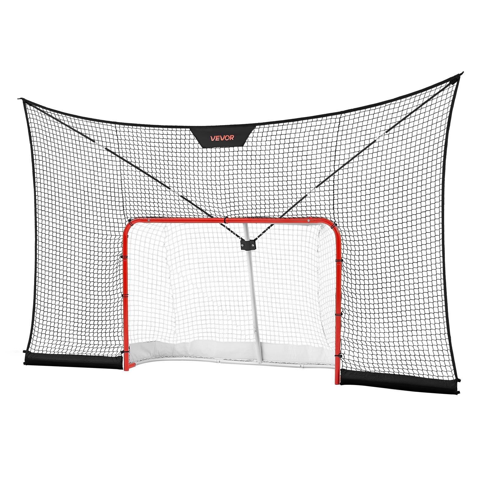 VEVOR Juego de Portería de Hockey con Red de Protección y Cobertura Extendida, 366 x 213,4 x 67 cm, Ligero y Portátil, Juego Completo de Accesorios de Entrenamiento, Para Jóvenes, Adultos, Jardín