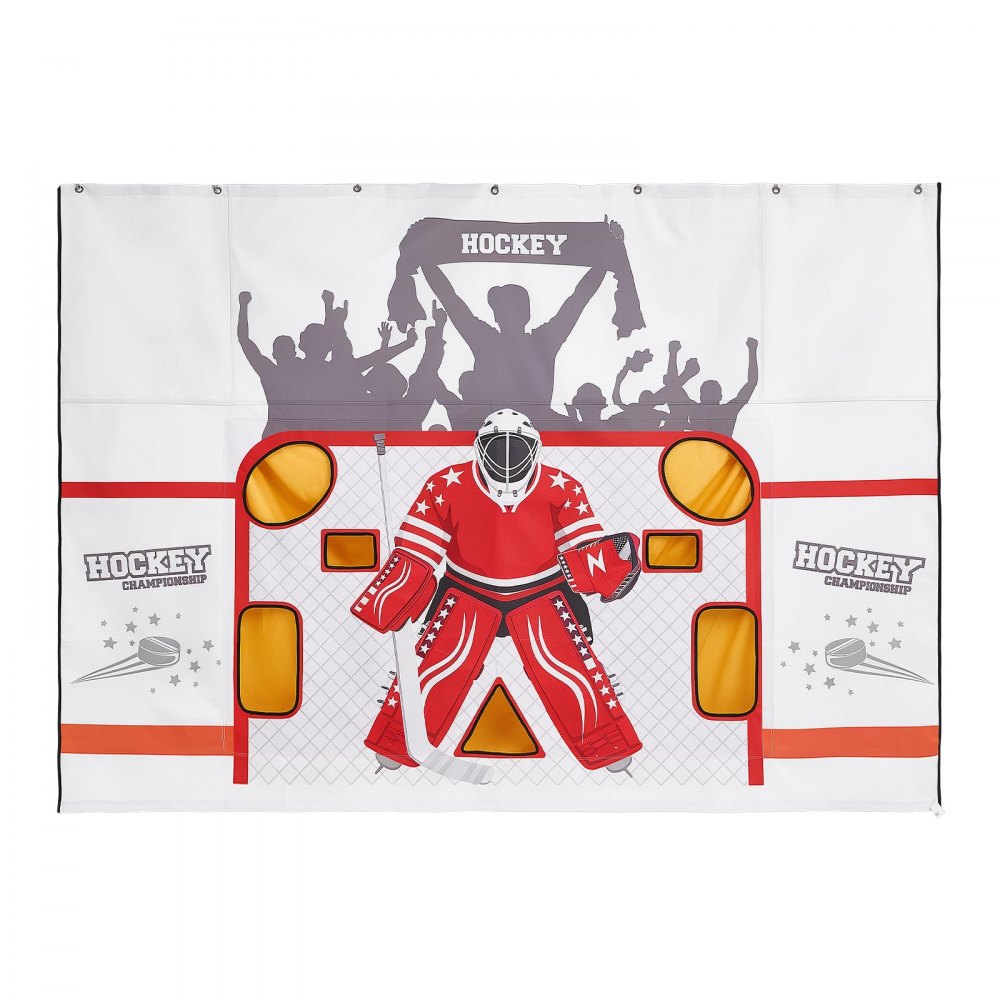 VEVOR Diana de Práctica para Portería de Hockey Callejero con 7 Agujeros, Portátil, 305 x 213 cm, Resistente a Desgarros, Colocación Fácil, Rebote Potente, Para Practicar la Precisión de Tiro