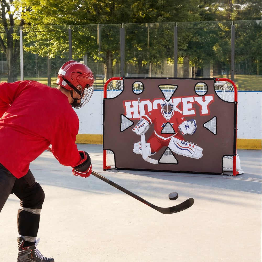 VEVOR Diana de Práctica para Portería de Hockey Callejero con 11 Agujeros, Portátil, 182,9 x 121,9 cm, Resistente a Desgarros, Colocación Fácil, Rebote Potente, Para Practicar la Precisión de Tiro