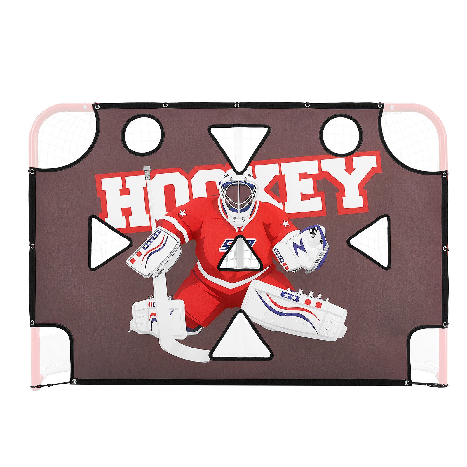 VEVOR Diana de Práctica para Portería de Hockey Callejero con 11 Agujeros, Portátil, 182,9 x 121,9 cm, Resistente a Desgarros, Colocación Fácil, Rebote Potente, Para Practicar la Precisión de Tiro